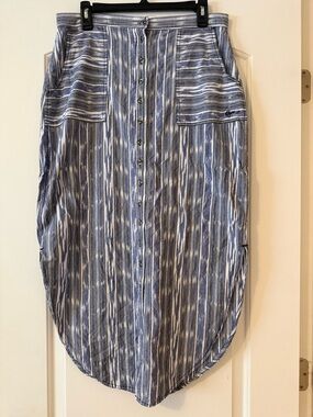 Navy Striped Blue Button-Front Women’s Skirt